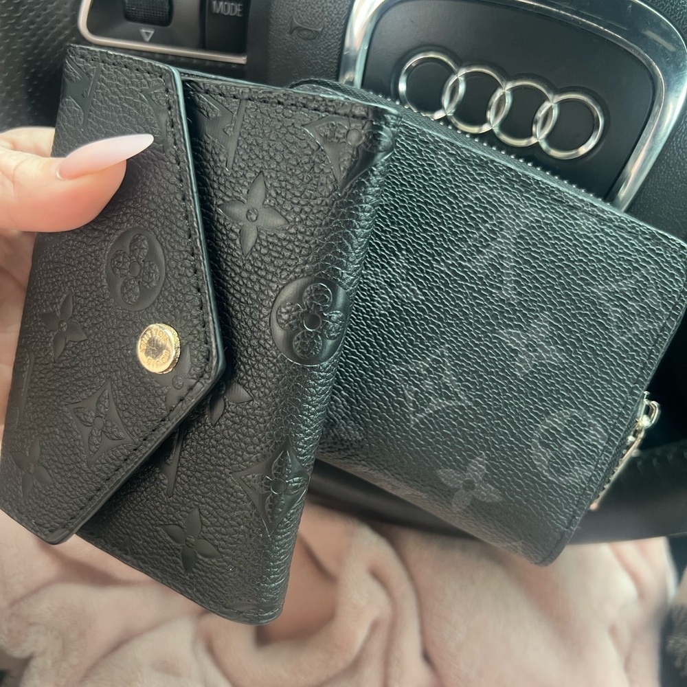 Black Designer Wallet and Card Holder Set